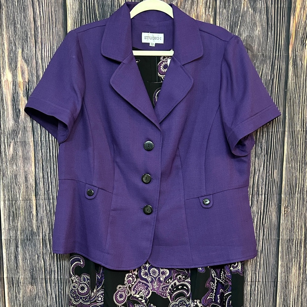 Studio 1 Women's Deep Purple Blazer and sleeveless dress